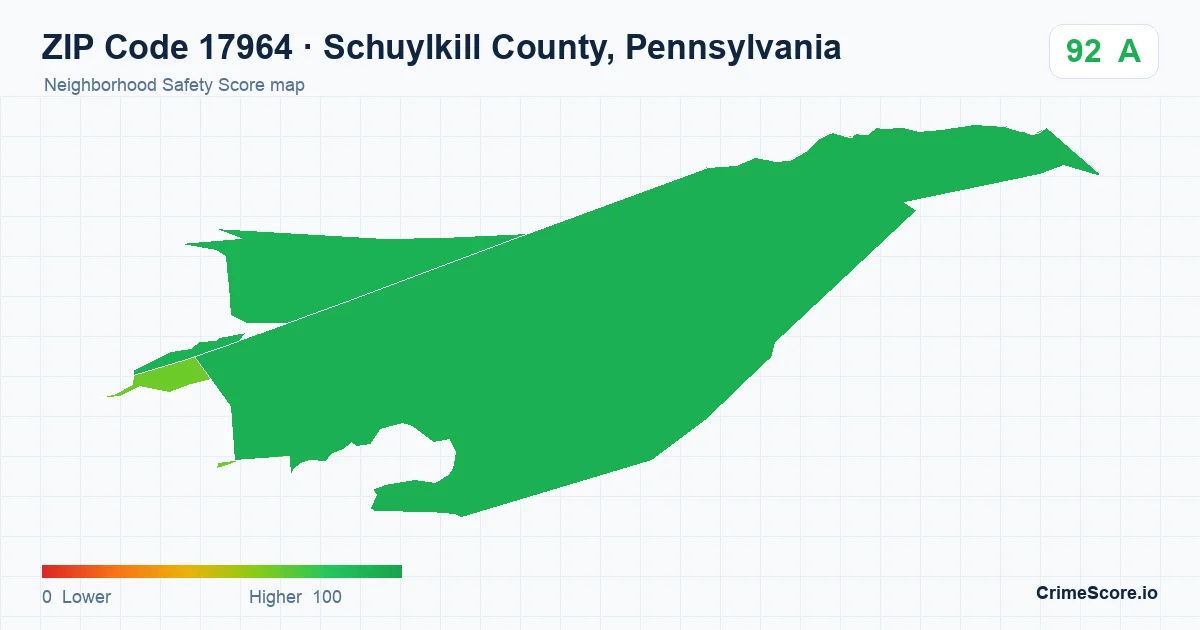 ZIP Code 17964 in Schuylkill County, Pennsylvania neighborhood Safety Score map