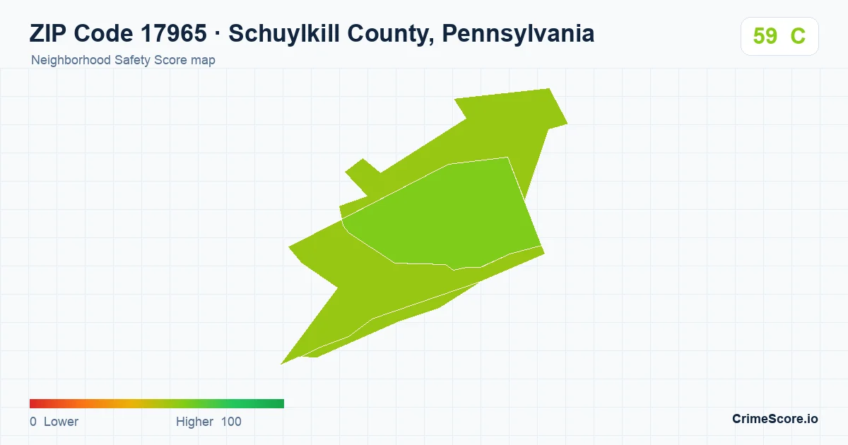 ZIP Code 17965 in Schuylkill County, Pennsylvania neighborhood Safety Score map