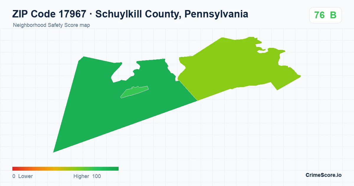 ZIP Code 17967 in Schuylkill County, Pennsylvania neighborhood Safety Score map