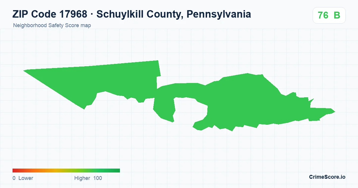 ZIP Code 17968 in Schuylkill County, Pennsylvania neighborhood Safety Score map