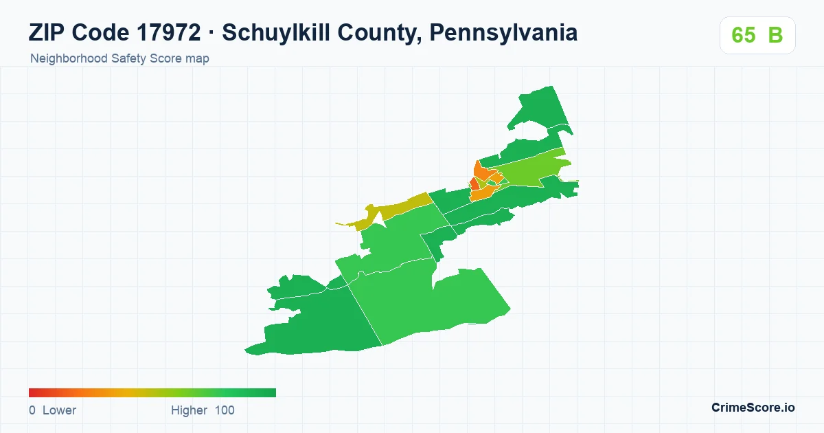 ZIP Code 17972 in Schuylkill County, Pennsylvania neighborhood Safety Score map