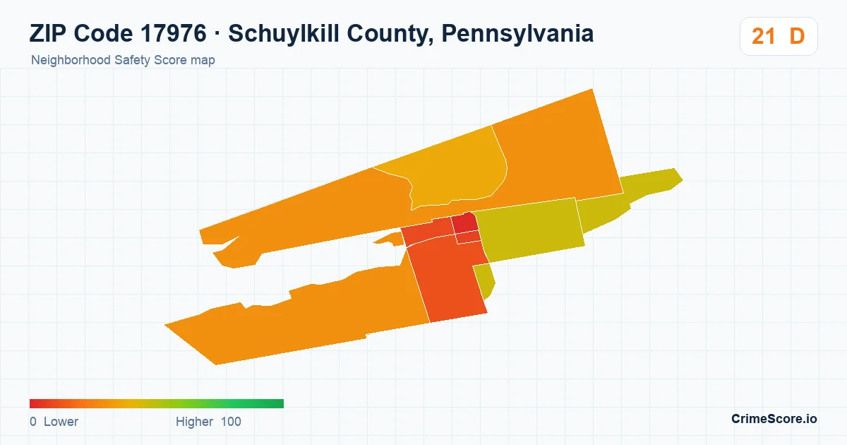 ZIP Code 17976 in Schuylkill County, Pennsylvania neighborhood Safety Score map