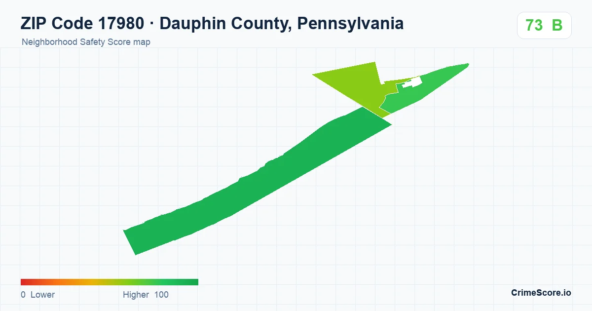 ZIP Code 17980 in Dauphin County, Pennsylvania neighborhood Safety Score map