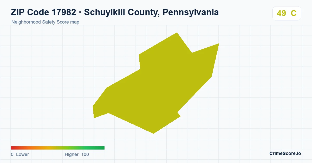 ZIP Code 17982 in Schuylkill County, Pennsylvania neighborhood Safety Score map