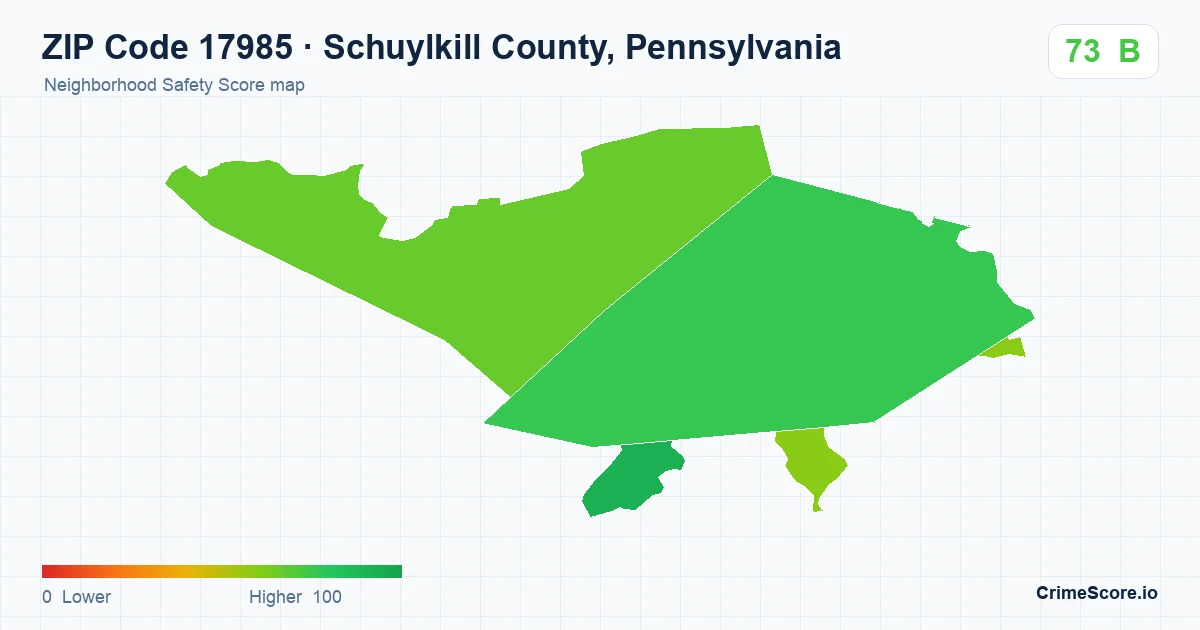ZIP Code 17985 in Schuylkill County, Pennsylvania neighborhood Safety Score map