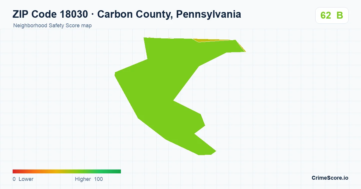 ZIP Code 18030 in Carbon County, Pennsylvania neighborhood Safety Score map
