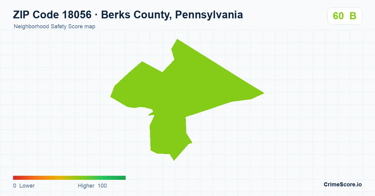 ZIP Code 18056 in Berks County, Pennsylvania neighborhood Safety Score map