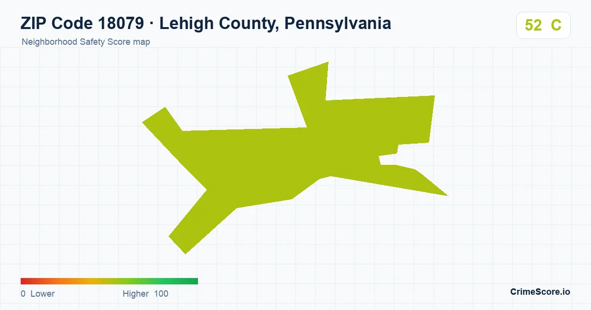 ZIP Code 18079 in Lehigh County, Pennsylvania neighborhood Safety Score map
