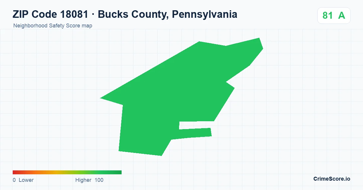 ZIP Code 18081 in Bucks County, Pennsylvania neighborhood Safety Score map