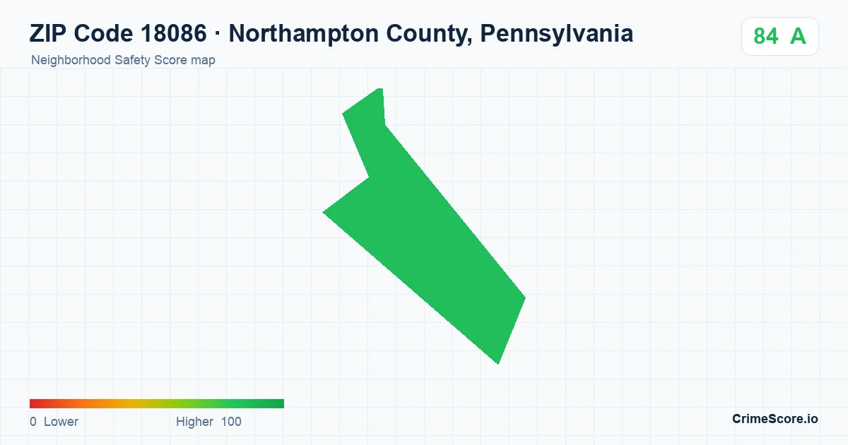 ZIP Code 18086 in Northampton County, Pennsylvania neighborhood Safety Score map
