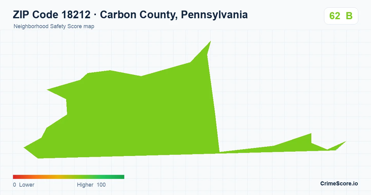ZIP Code 18212 in Carbon County, Pennsylvania neighborhood Safety Score map
