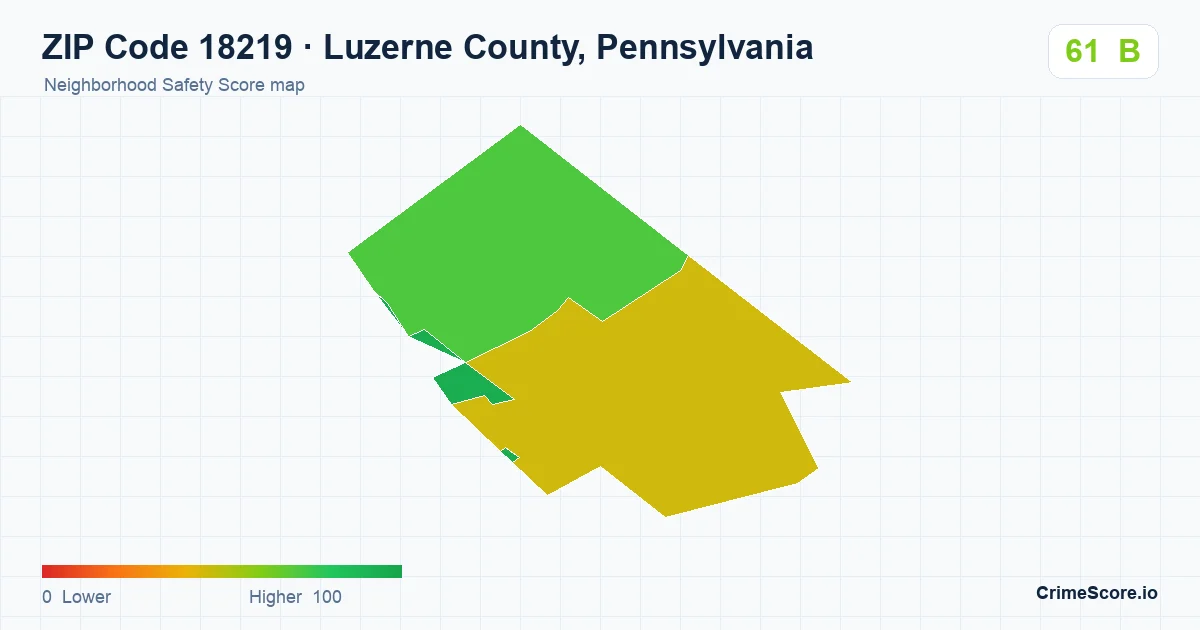 ZIP Code 18219 in Luzerne County, Pennsylvania neighborhood Safety Score map