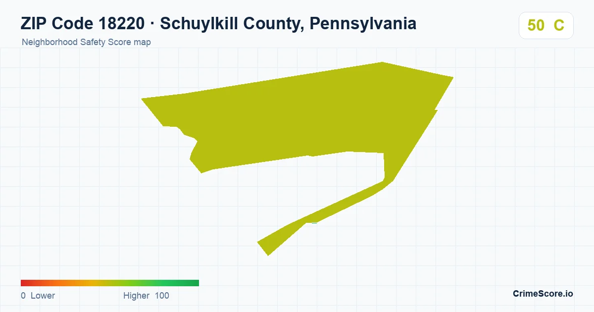 ZIP Code 18220 in Schuylkill County, Pennsylvania neighborhood Safety Score map
