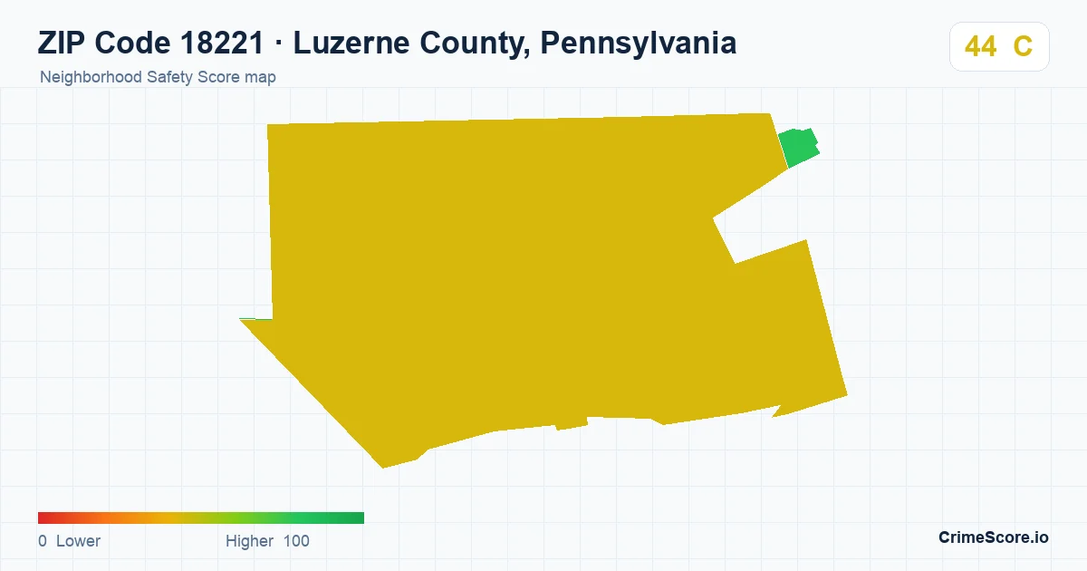 ZIP Code 18221 in Luzerne County, Pennsylvania neighborhood Safety Score map