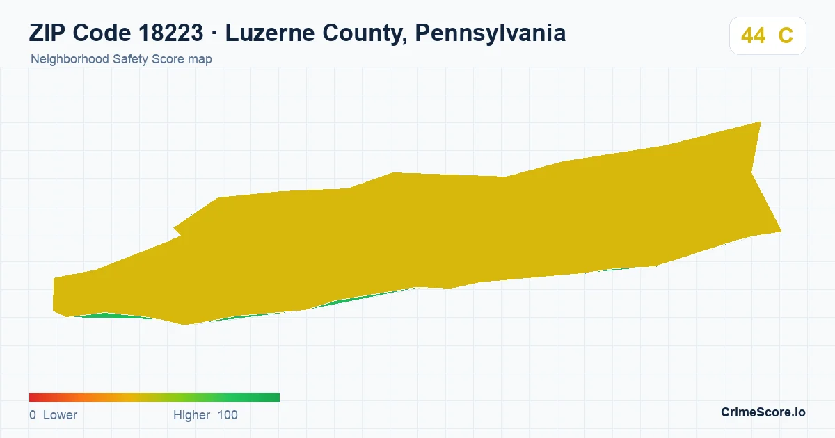 ZIP Code 18223 in Luzerne County, Pennsylvania neighborhood Safety Score map