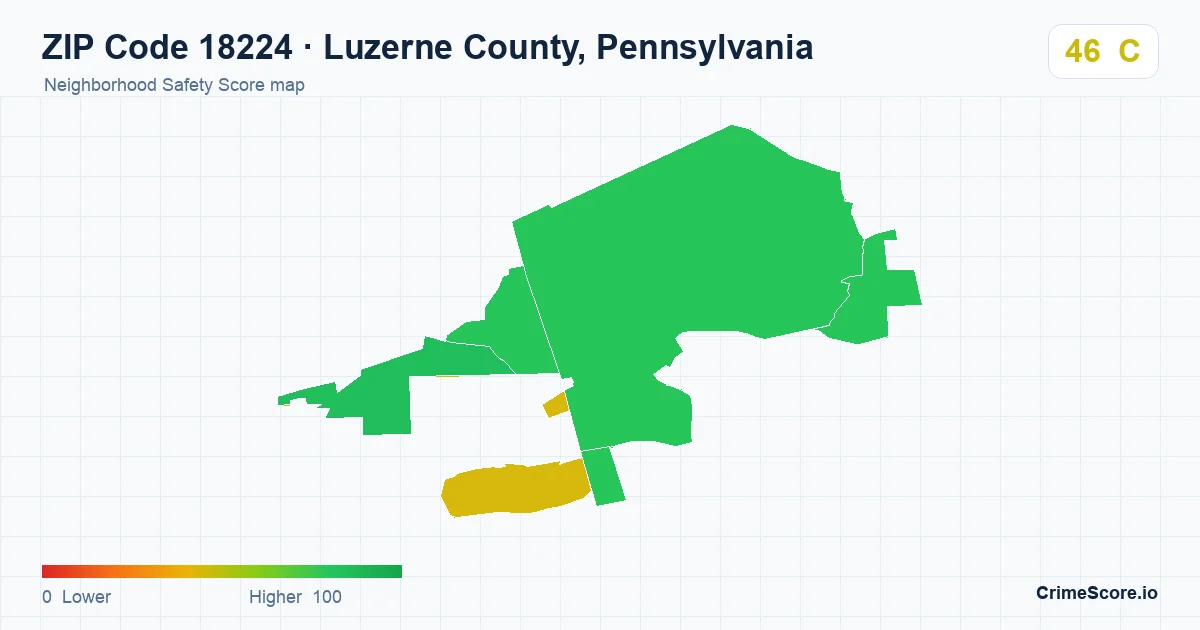 ZIP Code 18224 in Luzerne County, Pennsylvania neighborhood Safety Score map