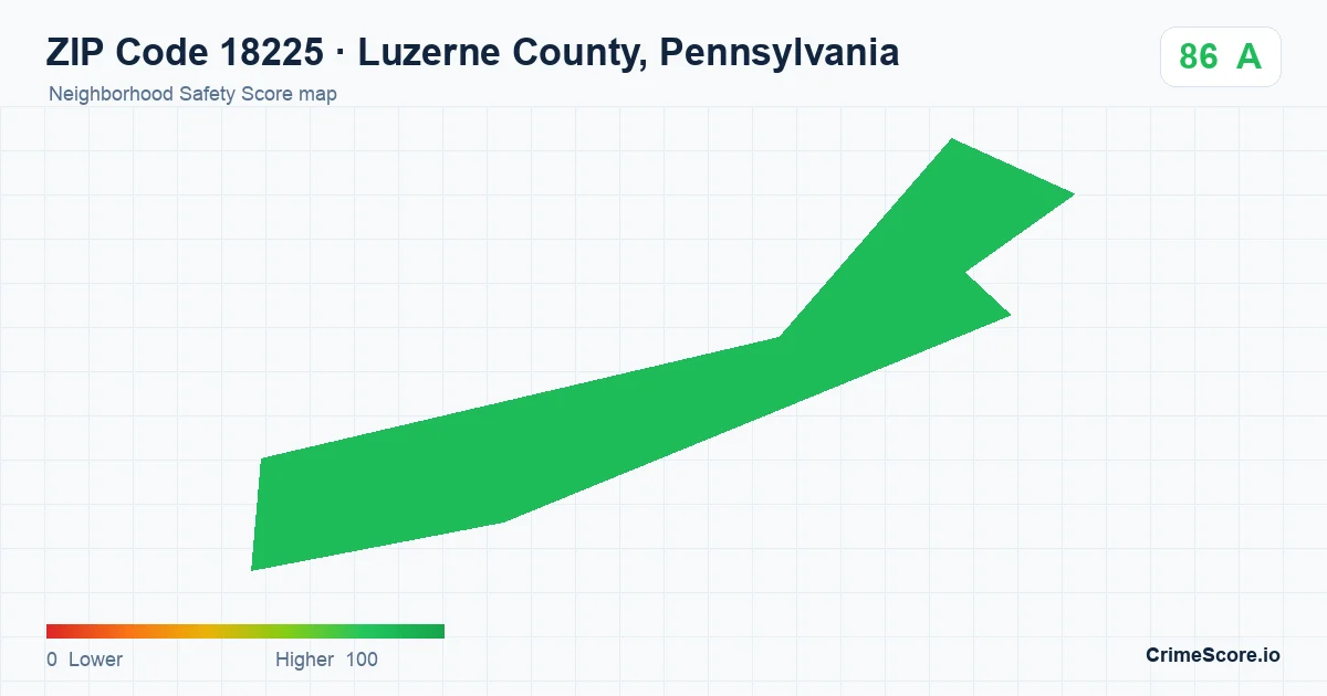 ZIP Code 18225 in Luzerne County, Pennsylvania neighborhood Safety Score map