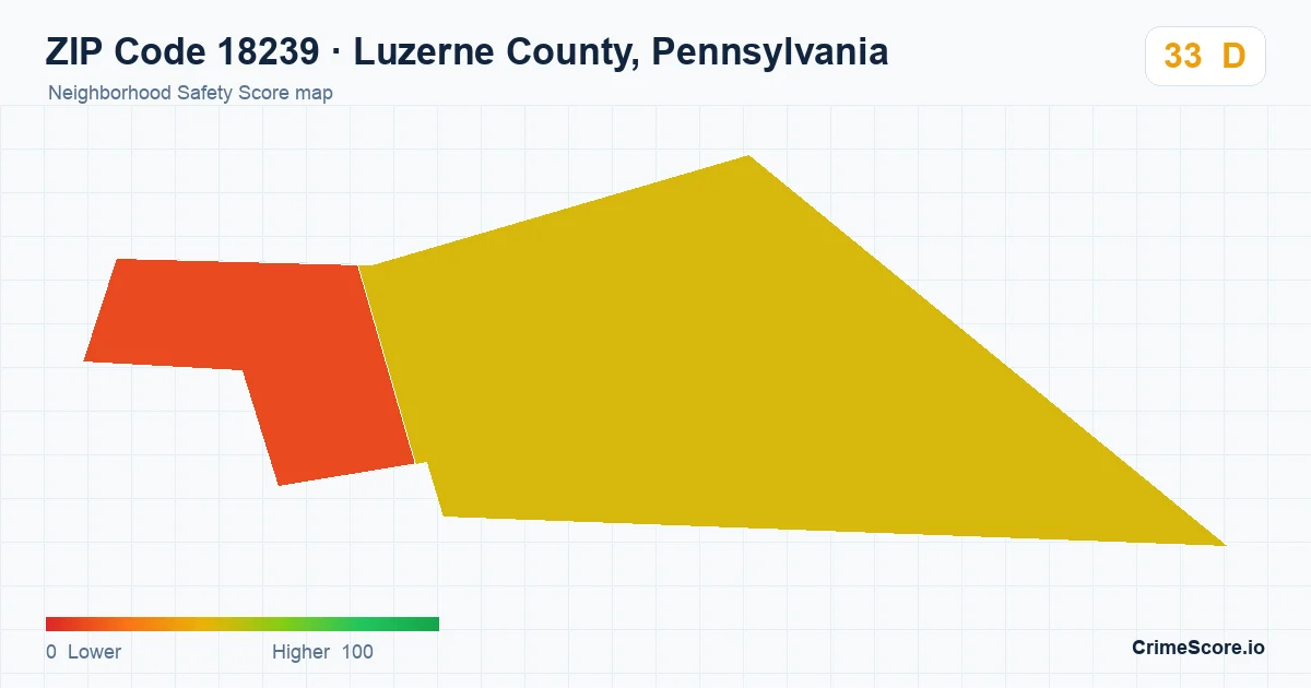 ZIP Code 18239 in Luzerne County, Pennsylvania neighborhood Safety Score map