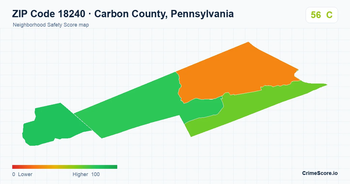 ZIP Code 18240 in Carbon County, Pennsylvania neighborhood Safety Score map