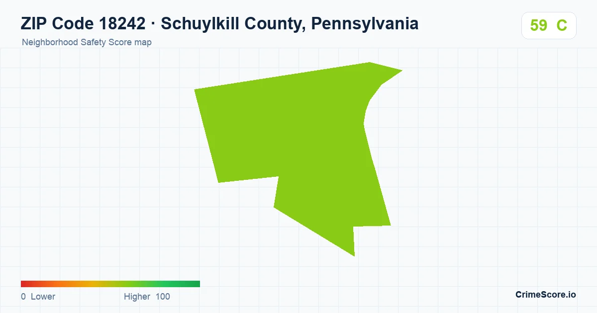 ZIP Code 18242 in Schuylkill County, Pennsylvania neighborhood Safety Score map
