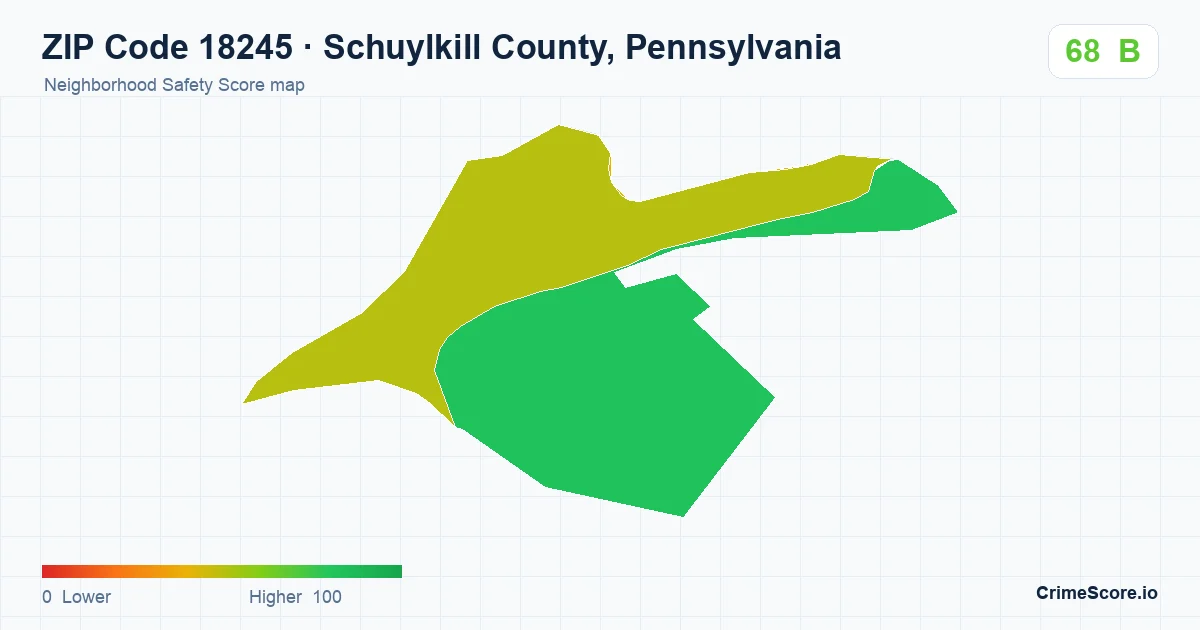 ZIP Code 18245 in Schuylkill County, Pennsylvania neighborhood Safety Score map