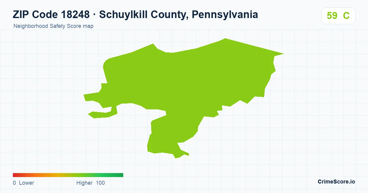 ZIP Code 18248 in Schuylkill County, Pennsylvania neighborhood Safety Score map