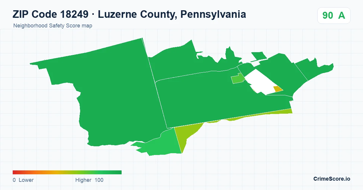 ZIP Code 18249 in Luzerne County, Pennsylvania neighborhood Safety Score map
