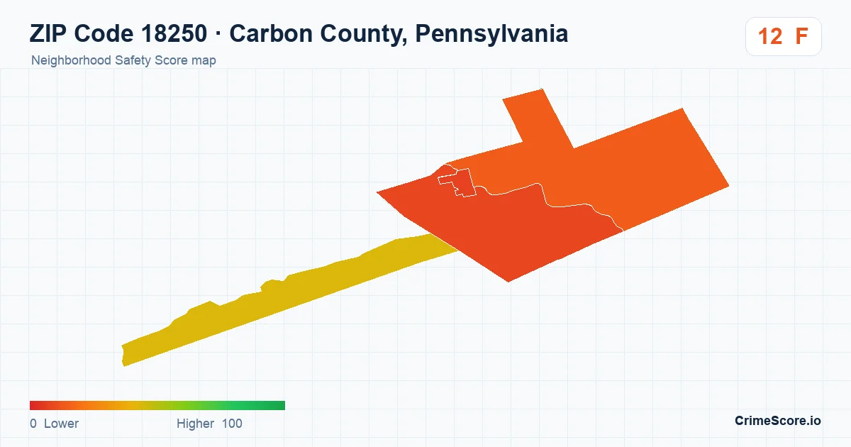 ZIP Code 18250 in Carbon County, Pennsylvania neighborhood Safety Score map