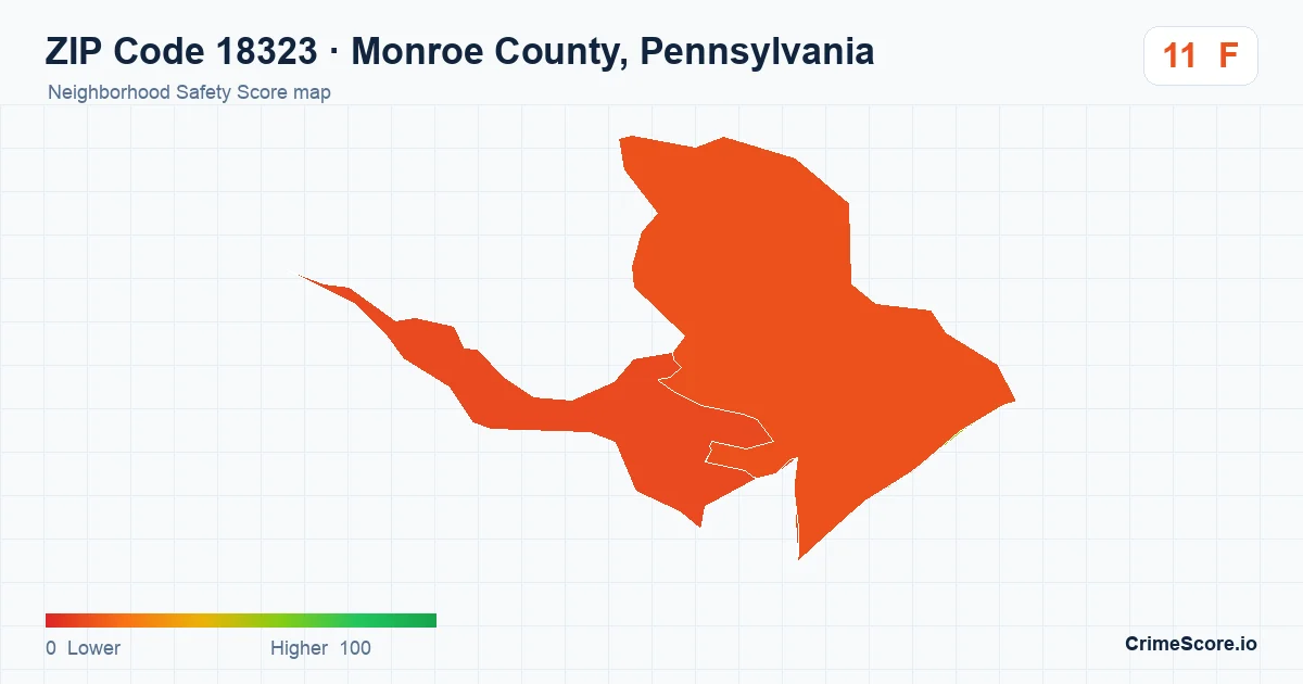 ZIP Code 18323 in Monroe County, Pennsylvania neighborhood Safety Score map