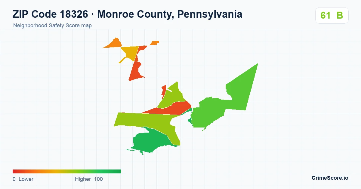 ZIP Code 18326 in Monroe County, Pennsylvania neighborhood Safety Score map