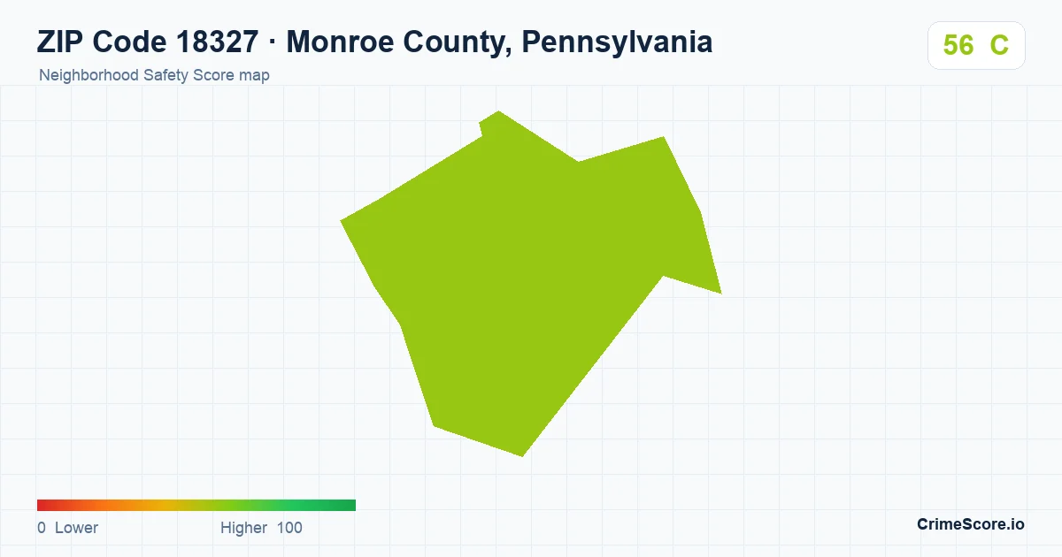 ZIP Code 18327 in Monroe County, Pennsylvania neighborhood Safety Score map