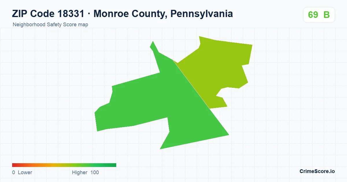 ZIP Code 18331 in Monroe County, Pennsylvania neighborhood Safety Score map