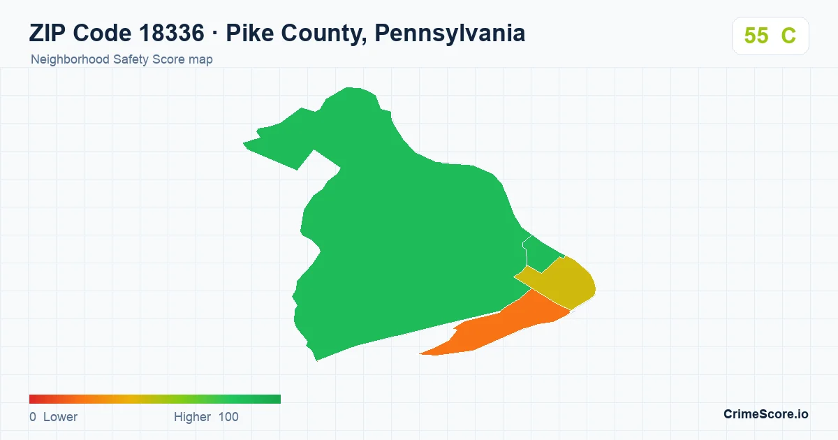 ZIP Code 18336 in Pike County, Pennsylvania neighborhood Safety Score map
