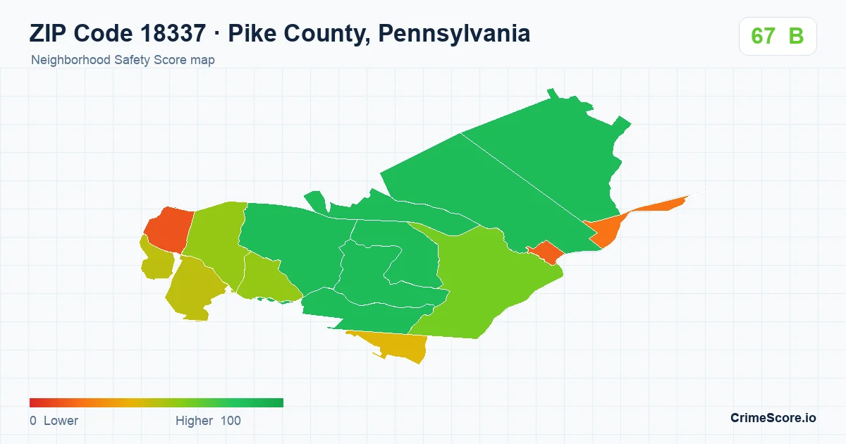ZIP Code 18337 in Pike County, Pennsylvania neighborhood Safety Score map