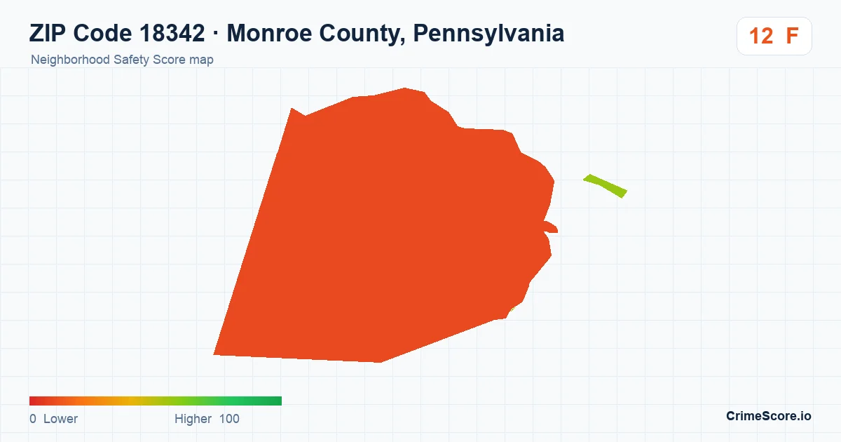 ZIP Code 18342 in Monroe County, Pennsylvania neighborhood Safety Score map