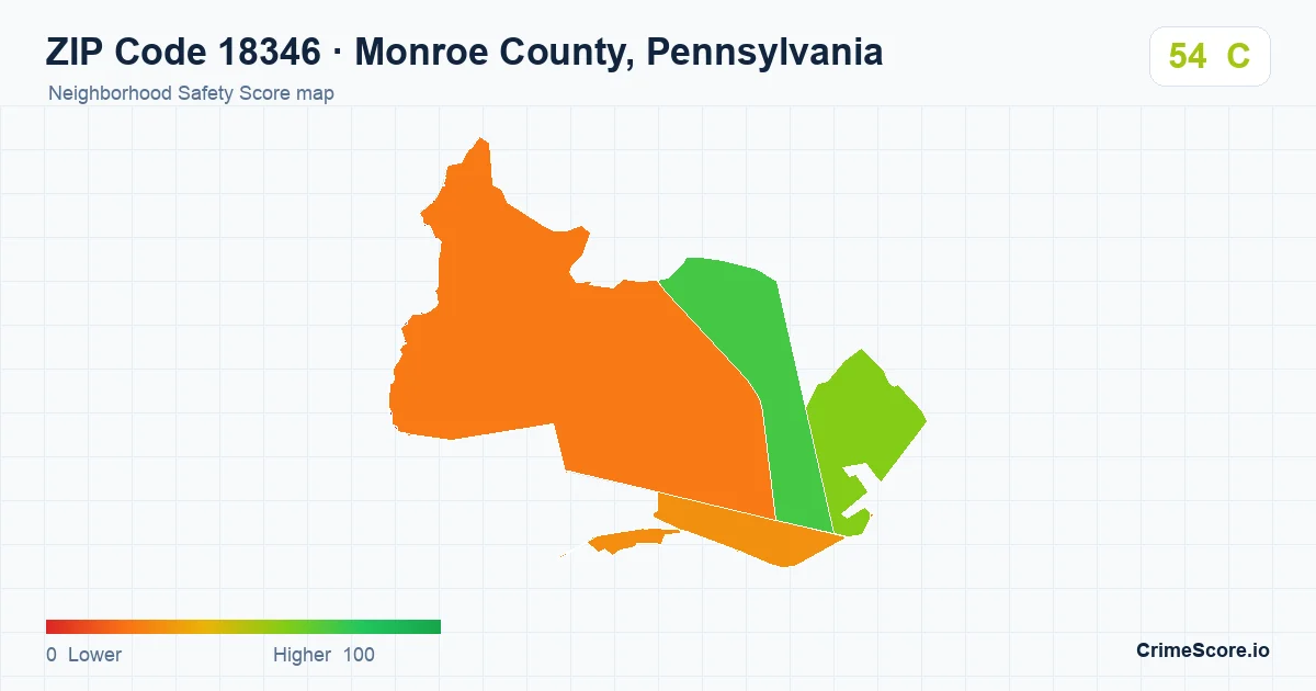ZIP Code 18346 in Monroe County, Pennsylvania neighborhood Safety Score map