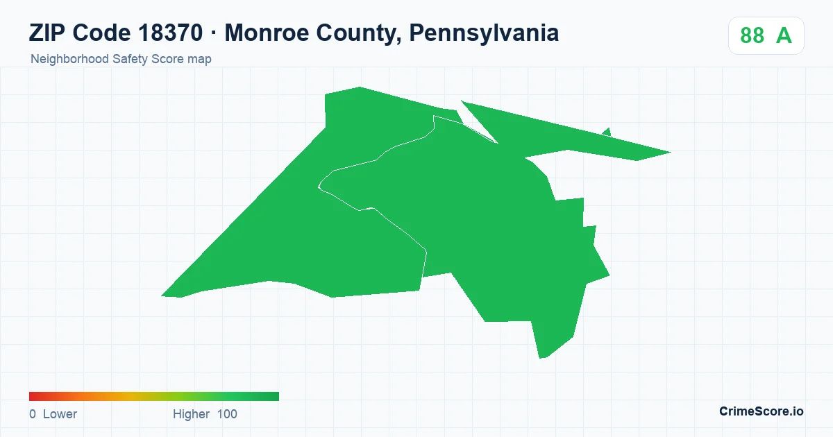 ZIP Code 18370 in Monroe County, Pennsylvania neighborhood Safety Score map