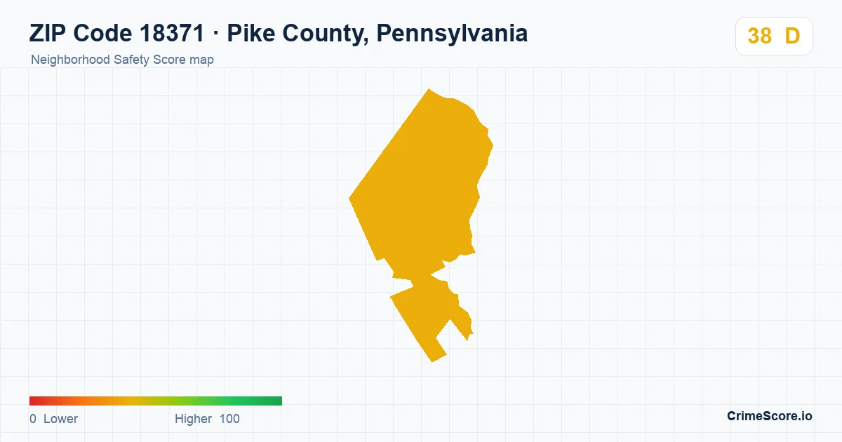 ZIP Code 18371 in Pike County, Pennsylvania neighborhood Safety Score map