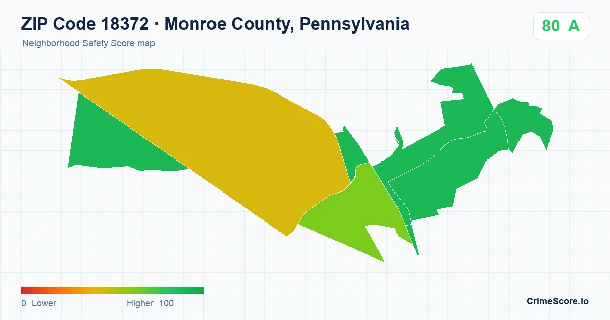 ZIP Code 18372 in Monroe County, Pennsylvania neighborhood Safety Score map