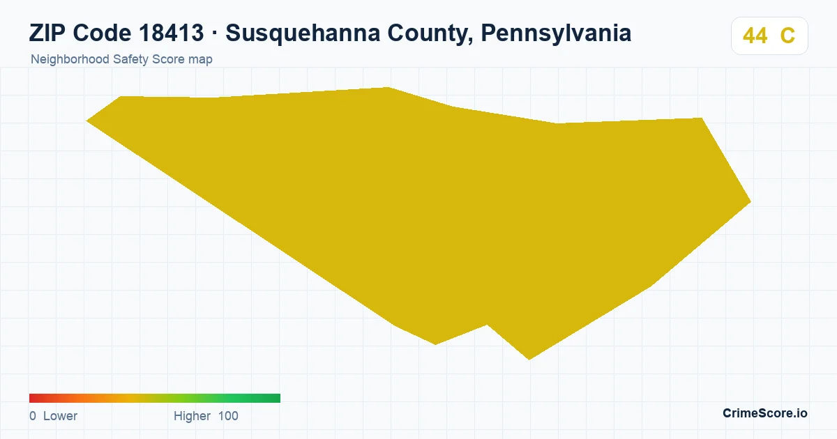 ZIP Code 18413 in Susquehanna County, Pennsylvania neighborhood Safety Score map