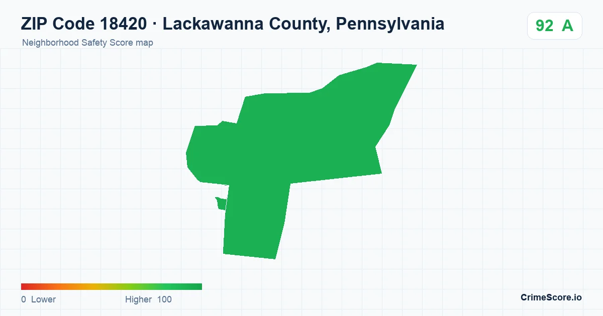 ZIP Code 18420 in Lackawanna County, Pennsylvania neighborhood Safety Score map