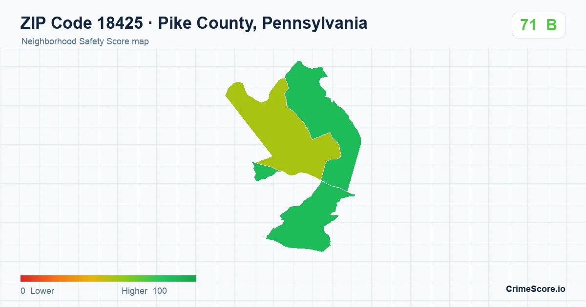ZIP Code 18425 in Pike County, Pennsylvania neighborhood Safety Score map