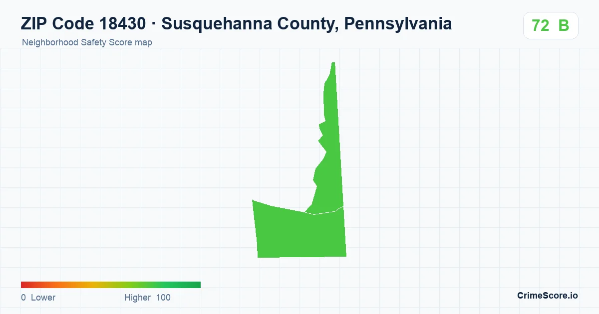 ZIP Code 18430 in Susquehanna County, Pennsylvania neighborhood Safety Score map