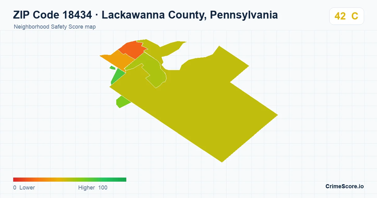 ZIP Code 18434 in Lackawanna County, Pennsylvania neighborhood Safety Score map