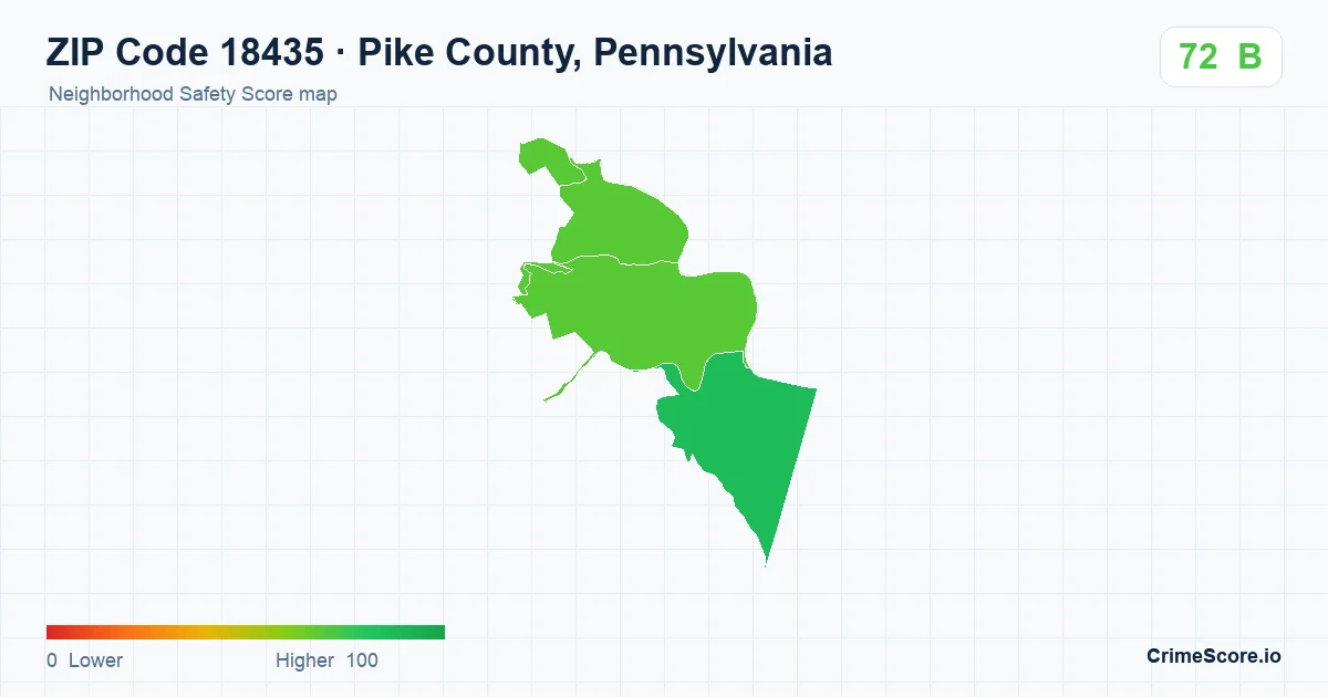 ZIP Code 18435 in Pike County, Pennsylvania neighborhood Safety Score map