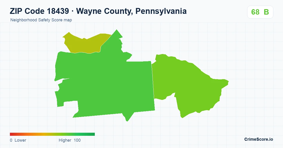 ZIP Code 18439 in Wayne County, Pennsylvania neighborhood Safety Score map