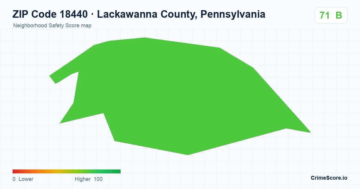 ZIP Code 18440 in Lackawanna County, Pennsylvania neighborhood Safety Score map