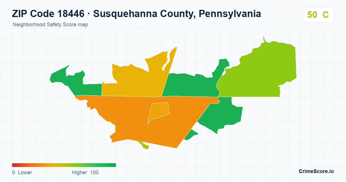 ZIP Code 18446 in Susquehanna County, Pennsylvania neighborhood Safety Score map