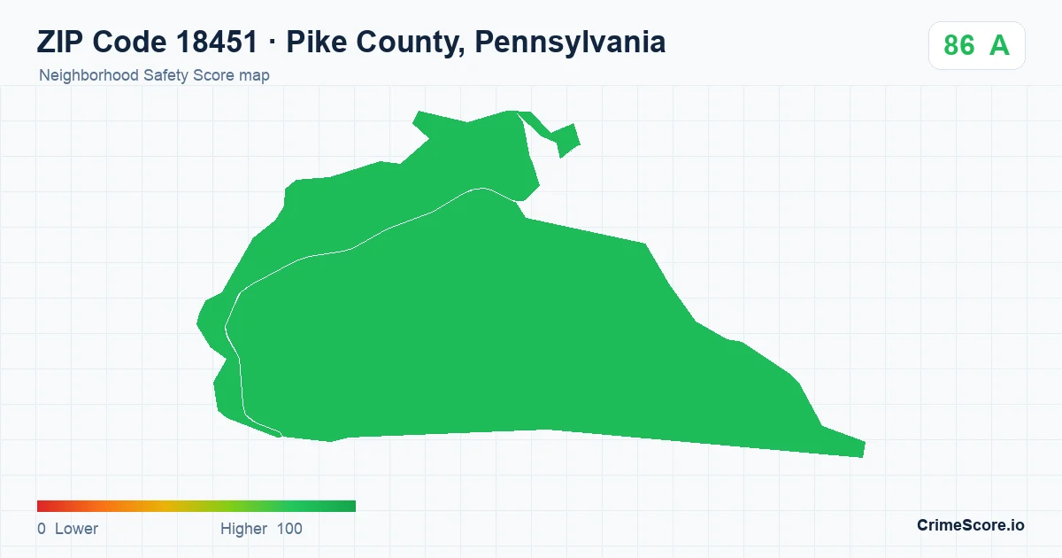 ZIP Code 18451 in Pike County, Pennsylvania neighborhood Safety Score map