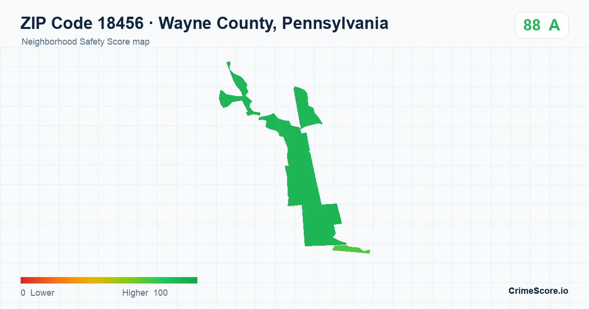 ZIP Code 18456 in Wayne County, Pennsylvania neighborhood Safety Score map